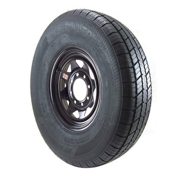 ST235/80R16 GlobalTrax Trailer Tire LRE on 8 Bolt Black Spoke Wheel (DEX)