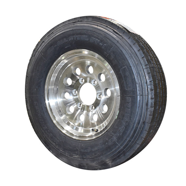 ST225/75R15 Mastertrack Trailer Tire LRF on 6 Bolt Aluminum S20 Wheel