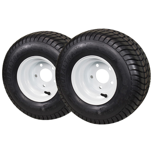 2 Pack - GlobalTrax 20.5X8.00-10 GlobalTrax Trailer Tire LRE on 5 Bolt White Wheel