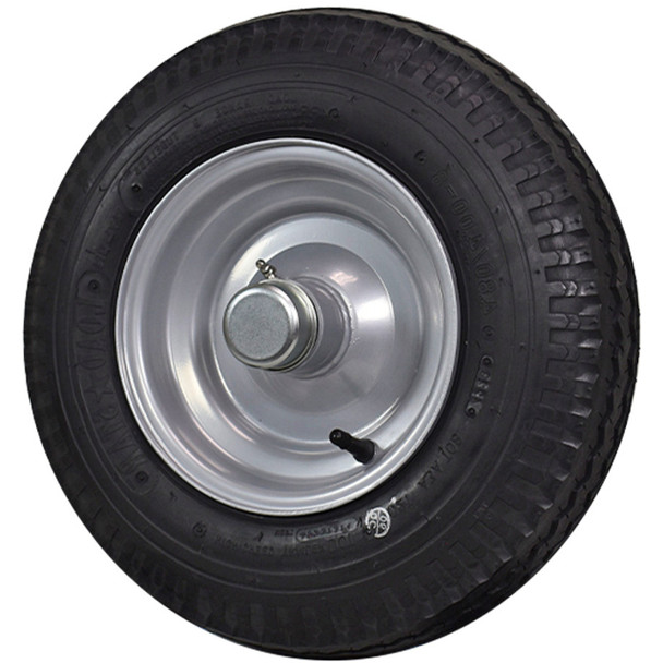4.80X8 Kenda Loadstar Trailer Tire LRB on 8X3.75” Integral Wheel for Log Splitter Trailers, Concrete Mixer Trailers, Light Duty Trailers with 1” Bearings, Grease Seal, and Cap - Silver