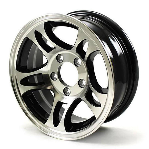 14X5.5 5-Lug on 4.5" Aluminum S5 Trailer Wheel - Black inlay - S545545B - BLEMISHED