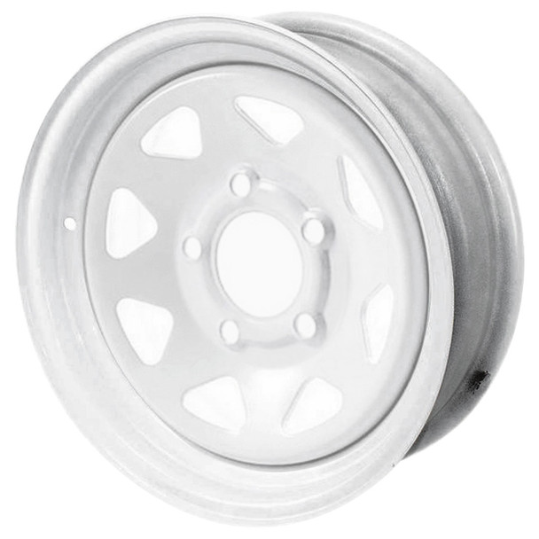 14X5.5 5-Lug on 4.5" White Spoke Trailer Wheel - SSW