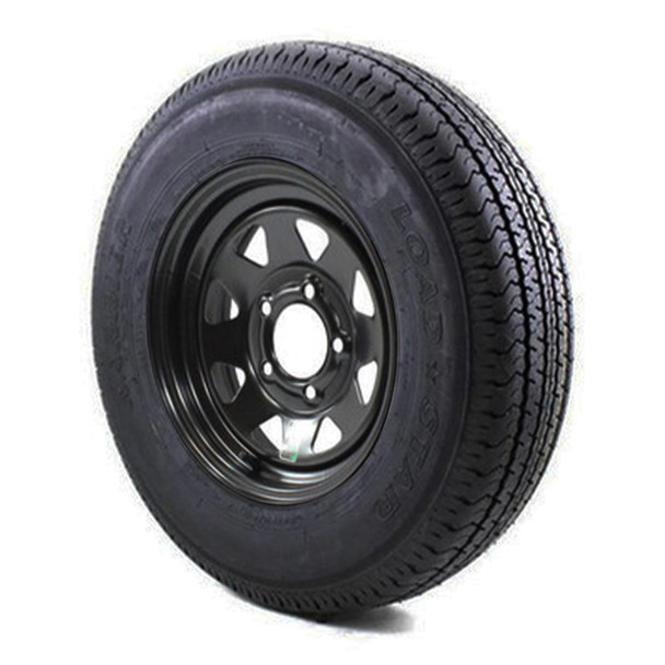 ST175/80R13 Loadstar Trailer Tire LRC on 5 Bolt Black Spoke Wheel - SSW