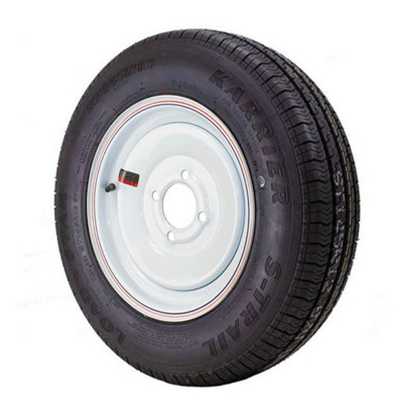 ST145/R12 Loadstar Trailer Tire LRD on 4-Bolt Solid White Wheel - BLEMISHED