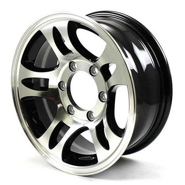 HiSpec 15X6 6-Lug on 5.5" Aluminum S5 Trailer Wheel - Black - S556655B