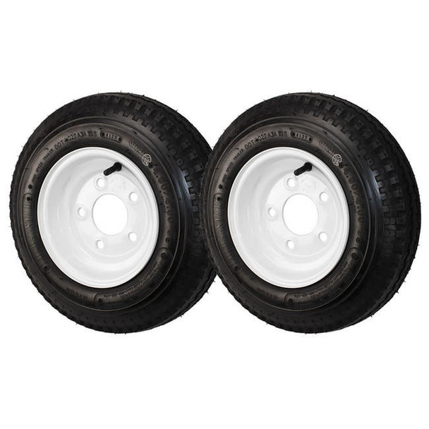 Kenda 2 Pack - 5.70x8 Loadstar Trailer Tire LRC on 5 Bolt White Wheel