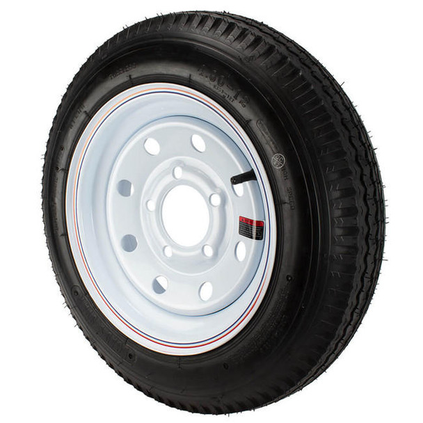 Kenda 4.80X12 Loadstar Trailer Tire LRB on 5 Bolt White Mod Wheel