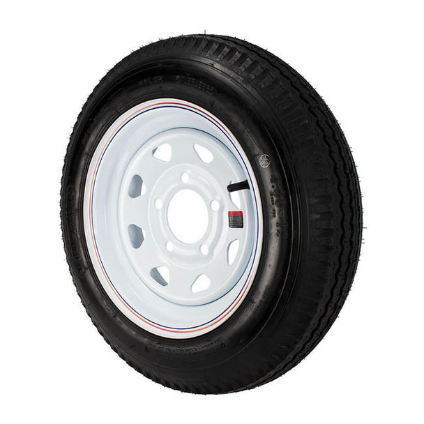 Kenda 4.80X12 Loadstar Trailer Tire LRB on 5 Bolt White Spoke Wheel