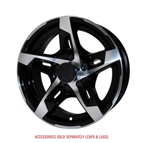 Sendel 15X6 5-Lug on 4.5" Aluminum T10 Trailer Wheel Black - T10-56545BM