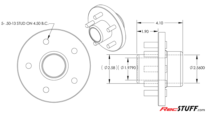 5 Bolt Trailer Hub Drawing