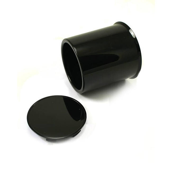 3.19" Plastic Black Center Cap with black plug CCS035