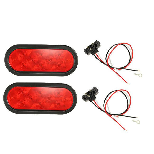 Trailer Brake light Kit - 6" Oval Stop/Turn/Tail LED with Grommet & Wiring