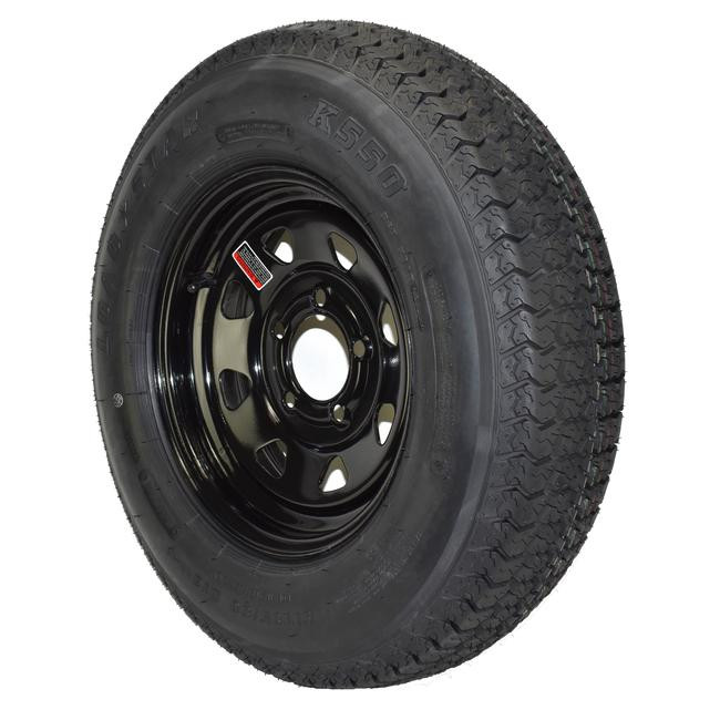 ST185/80D13 Loadstar Trailer Tire LRC on 5 Bolt Black Spoke Wheel-JG