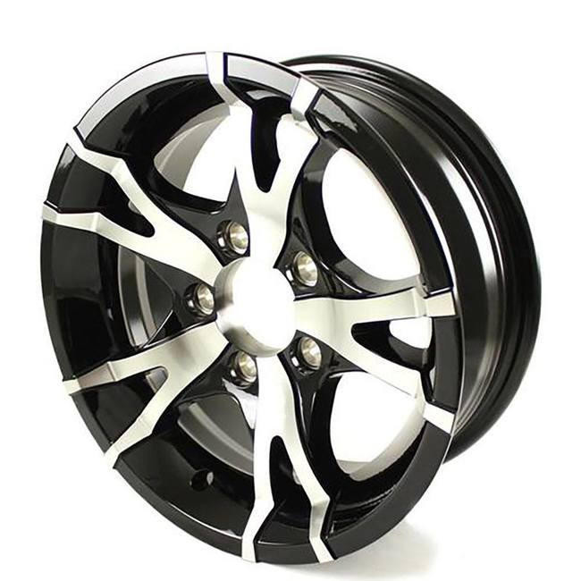 14X5.5 5-Lug on 4.5" Aluminum T07 Trailer Wheel - Black - T07-45545BM
