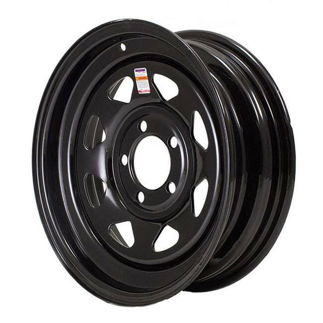 14X5.5 5-Lug on 4.5" Black Spoke Trailer Wheel