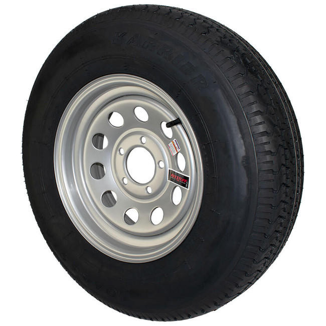 ST205/75R14 GlobalTrax Trailer Tire LRC on 5 Bolt Silver Mod Wheel