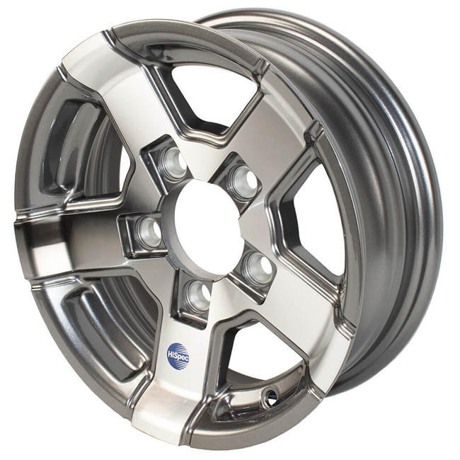 12X4 5-Lug on 4.5" Aluminum Series 07 Trailer Wheel - Gray Accent - 724545