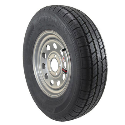 ST175/80R13 GlobalTrax Trailer Tire LRD on 5 Bolt Silver Mod Wheel