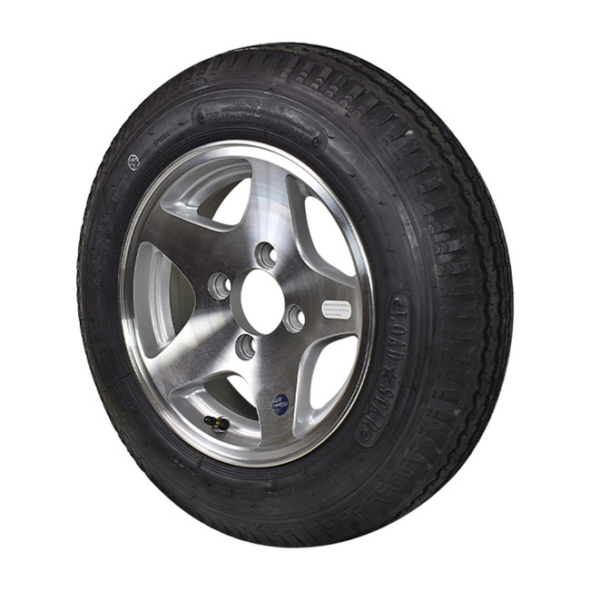 4.80X12 Loadstar LRC Trailer Tire on 4 Bolt Aluminum Series 04 Wheel