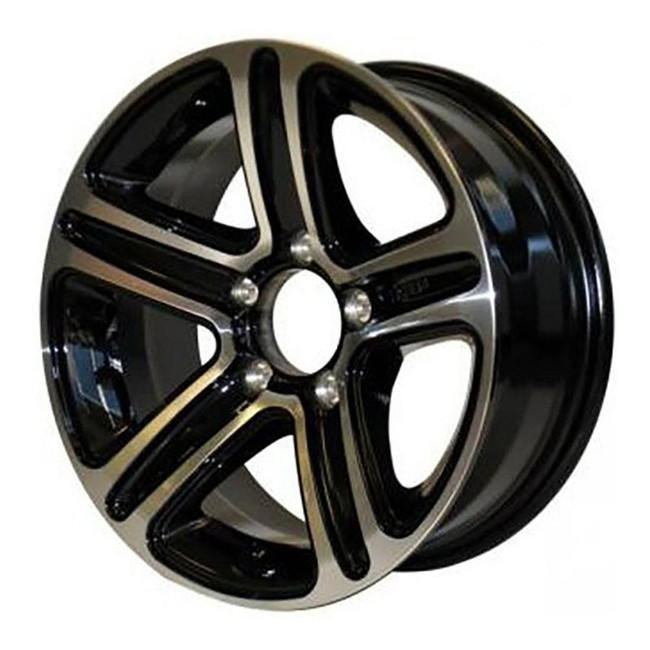 14X5.5 5-Lug on 4.5" Aluminum T09 Trailer Wheel - Black Inlay - T09-45545BM
