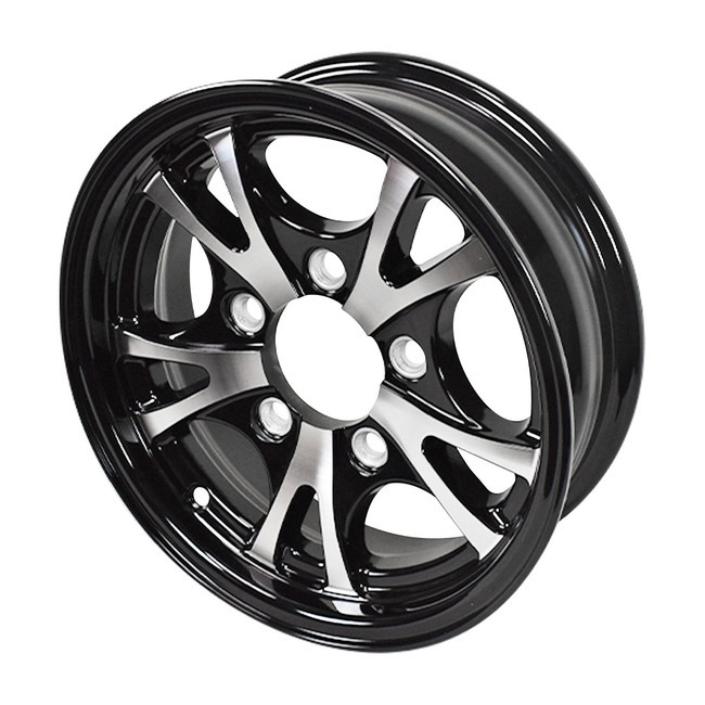 12X4 5-Lug on 4.5" Aluminum Trailer Wheel - Black Inlay - BLEMISHED