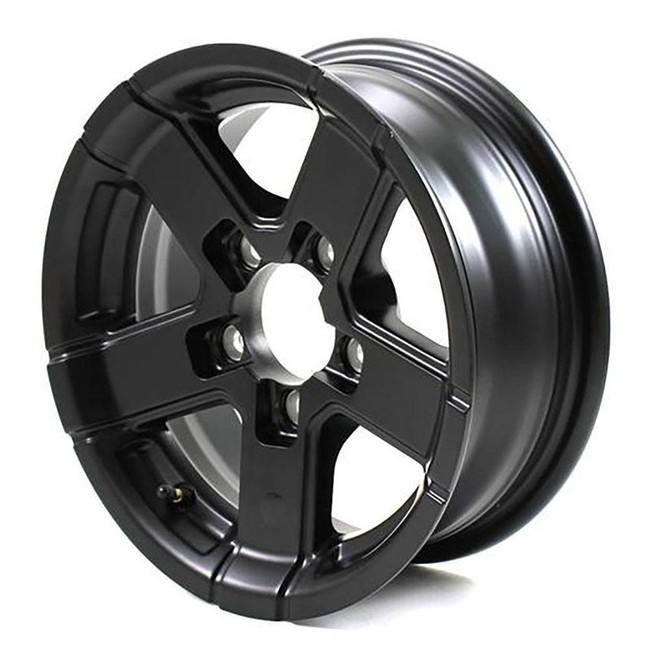 14X5.5 5-Lug on 4.5" Aluminum Series 07 Trailer Wheel - Black Matte - 745545FPBM