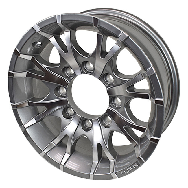 16X6 8-Lug on 6.5" Aluminum T07 Trailer Wheel - Gunmetal - T07-66867GM