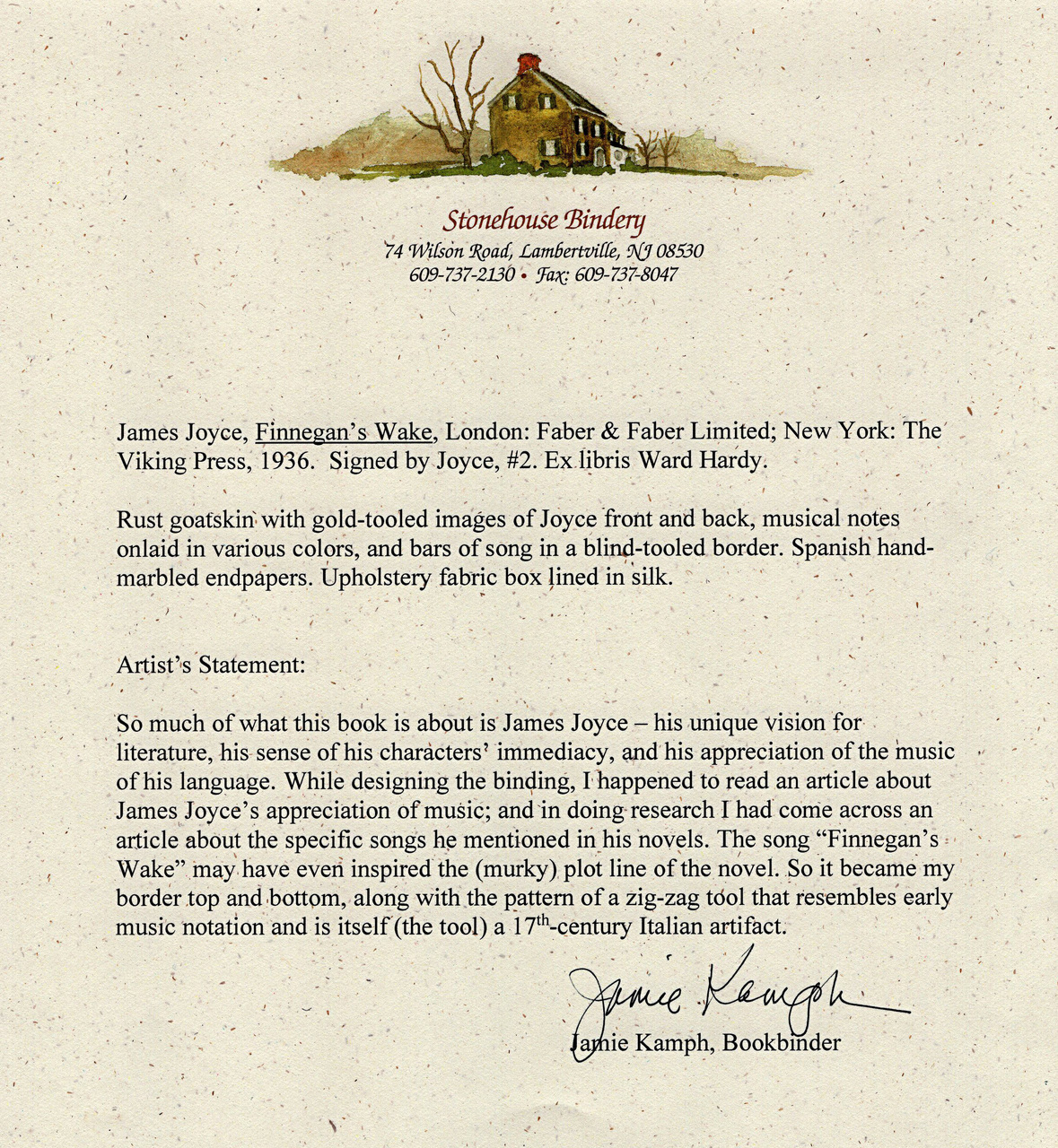 Finnegan's Wake by James Joyce, Signed First Edition, Unique