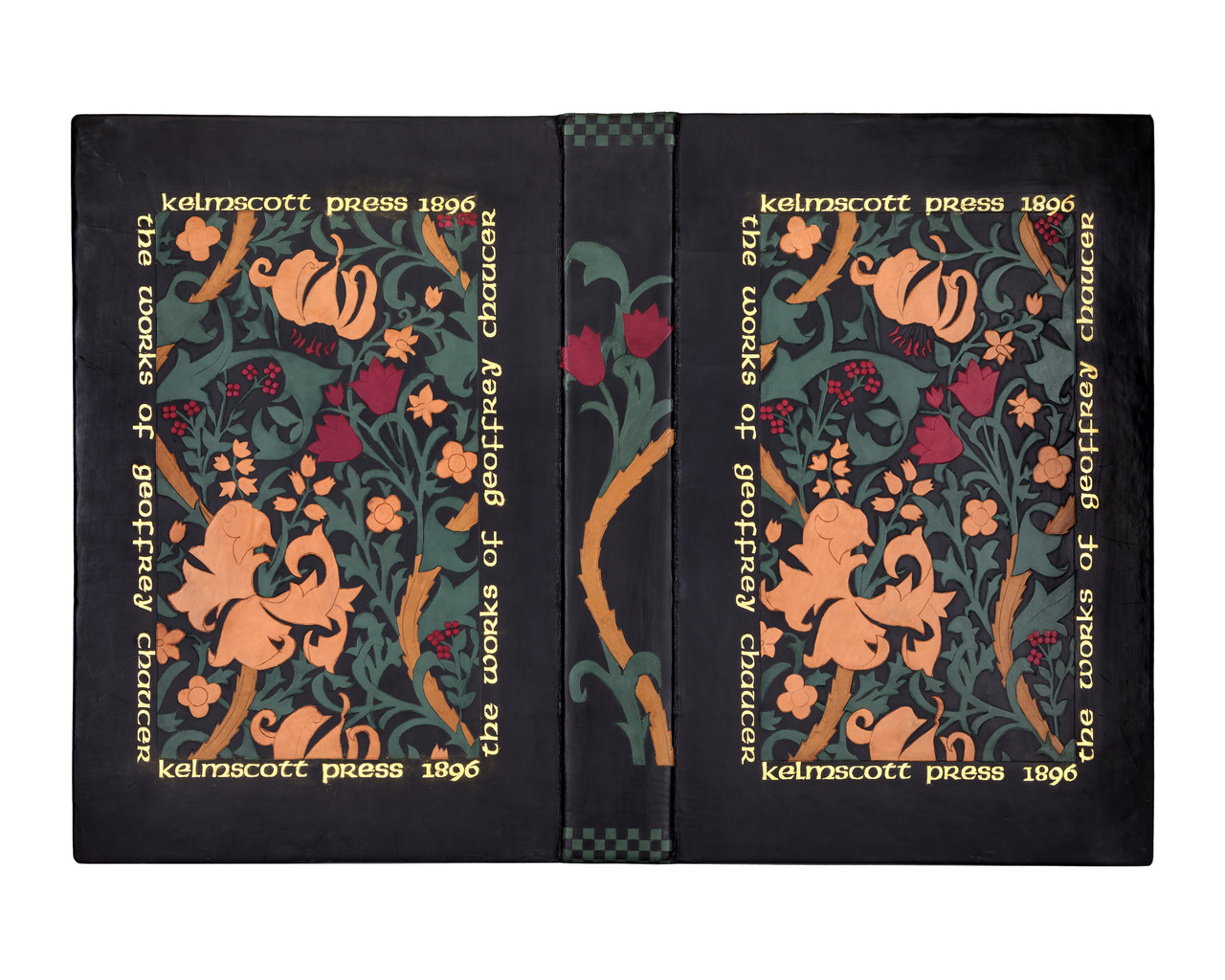 The Kelmscott Chaucer, 1896, Unique Inlaid Leather Binding by