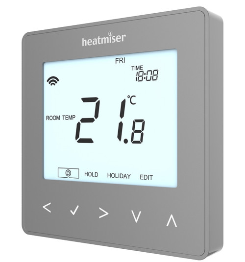 Heatmiser neoStat 12v V2 - Programmable Thermostat - Platinum Silver