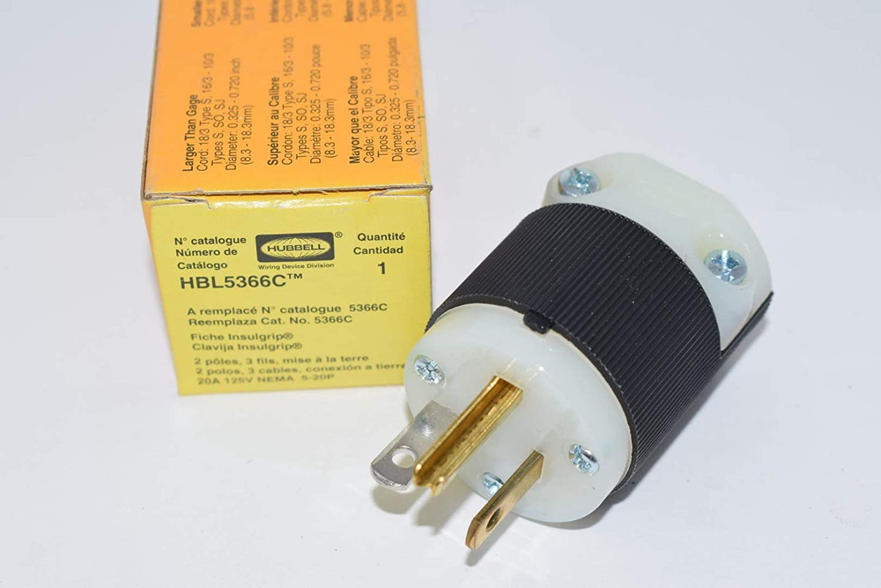 Hubbell HBL5366C Insulgrip Heavy Duty Plug; 2 Pole, 3 Wire