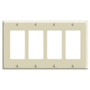 Leviton 80412-NT Decora Wallplate, 4-Gang, Nylon, Lt. Almond