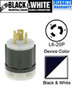 Leviton 2321 Locking Plug, 20A, 250V, L6-20P, 2P3W