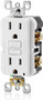 Leviton GFNT1-W GFCI Receptacle, 15A, 125V, White, Narrow