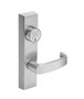 Grade 1 Exit Device Trim, Classroom Function, Key Outside Unlocks/Locks Trim, For Concealed Vertical Rod (8400, 8600 Series) Devices, 1-1/8 In. Mortise Cylinder, L Lever, RHR, Satin Chrome