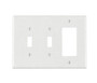 Leviton PJ226-W Combo Wallplate, 3-Gang, (2) Toggle/(1) Decora, Nylon, White