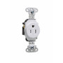 Pass ; Seymour TR5251-W Tamper Resistant Double Pole Single Receptacle; Wall Mount, 125 Volt AC, 15 Amp, White