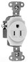 Pass ; Seymour 5251-W Double Pole Straight Blade Single Receptacle; Wall Mount, 125 Volt, 15 Amp, White