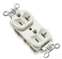 Pass ; Seymour CR20-LA Double Pole Straight Blade Duplex Receptacle; Wall Mount, 125 Volt, 20 Amp, Light Almond