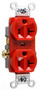 Pass ; Seymour CR20-RED Double Pole Straight Blade Duplex Receptacle; Wall Mount, 125 Volt, 20 Amp, Red