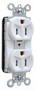 Pass ; Seymour PT5362-W PlugTail&trade; Double Pole Duplex Receptacle; Wall Mount, 125 Volt, 20 Amp, White