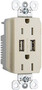 Pass & Seymour TR5262USBI 15 Amp 125 VAC NEMA 5-15R Ivory Decorator Duplex USB Charger Receptacle
