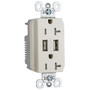 Pass & Seymour TR5362USBLA Fed-Spec Grade USB Charger with Tamper Resistant Light Almond 20 Amp Duplex Receptacles