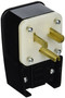 Leviton 9530-P Straight Blade, Plug, Industrial Grade, Grounding, Angle, Black