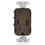 Leviton T5632-B Receptacle / USB Charger Combo, 15A, Brown