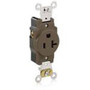 Leviton 5361 Single Receptacle, 20A, 125V, Brown, Heavy Duty, Back/Side Wired