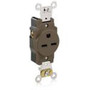 Leviton 5661 Single Receptacle, 15A, 250V, Brown, Heavy Duty, Back/Side Wired