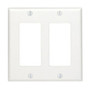 Leviton 80409-NW Decora Wallplate, 2-Gang, Nylon, White