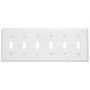 Leviton 88036 Toggle Switch Wallplate, 6-Gang, Thermoset, White