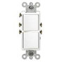 Leviton 5640-W Combination Decora Rocker Switch, (2) 3-Way Switches, 20A, White